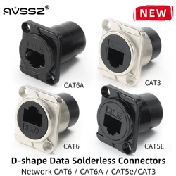 AVSSZ CAT6A CAT6 RJ45 Network Cable Connectors Metal Data Signal Adapter Computer Data Module D Shape Mounting Size 23.7mm-24mm