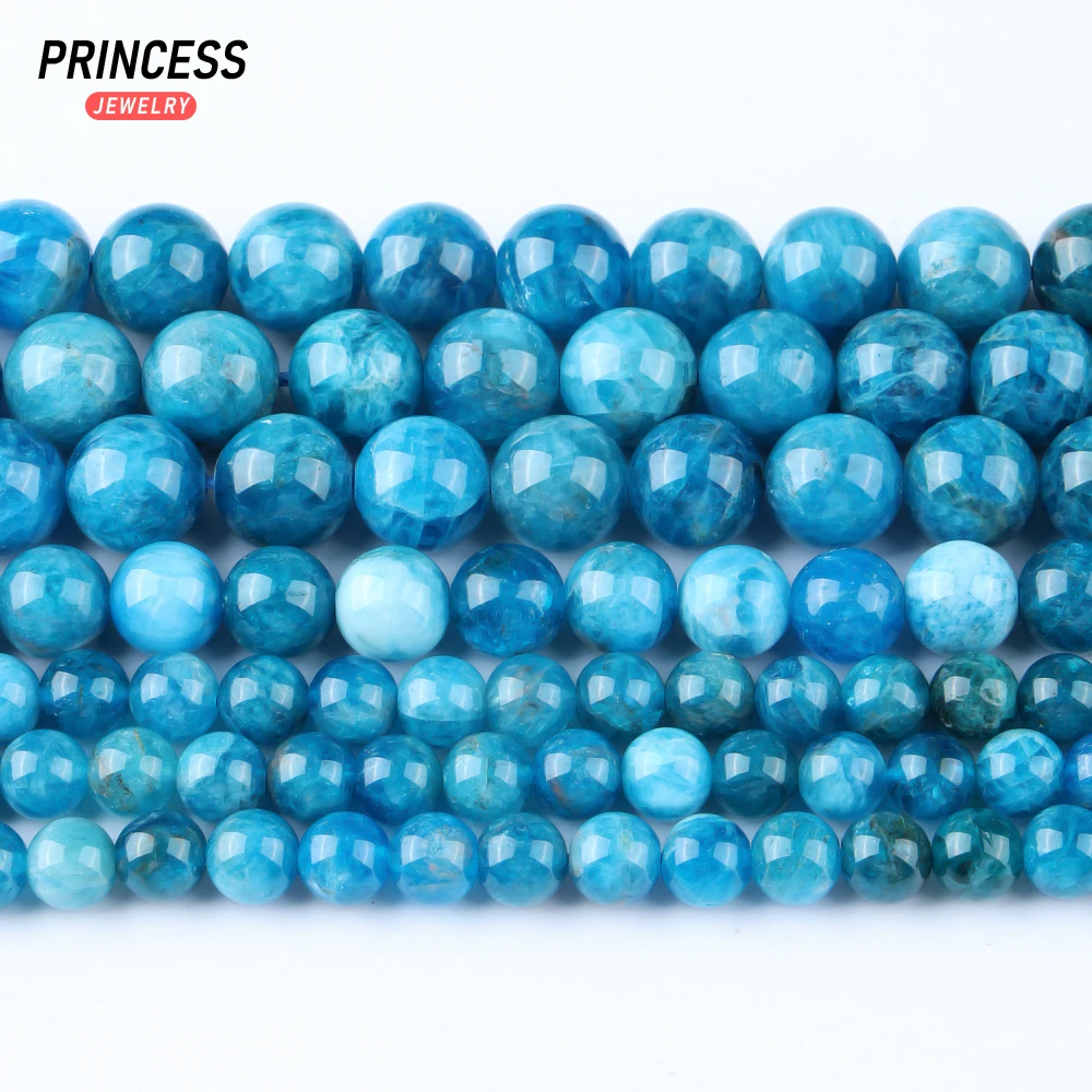 A+ Natural Blue Apatite Loose Stone Beads for Jewelry Making Bracelets Earings Necklace DIY Accessories 6 8 10mm Wholesale