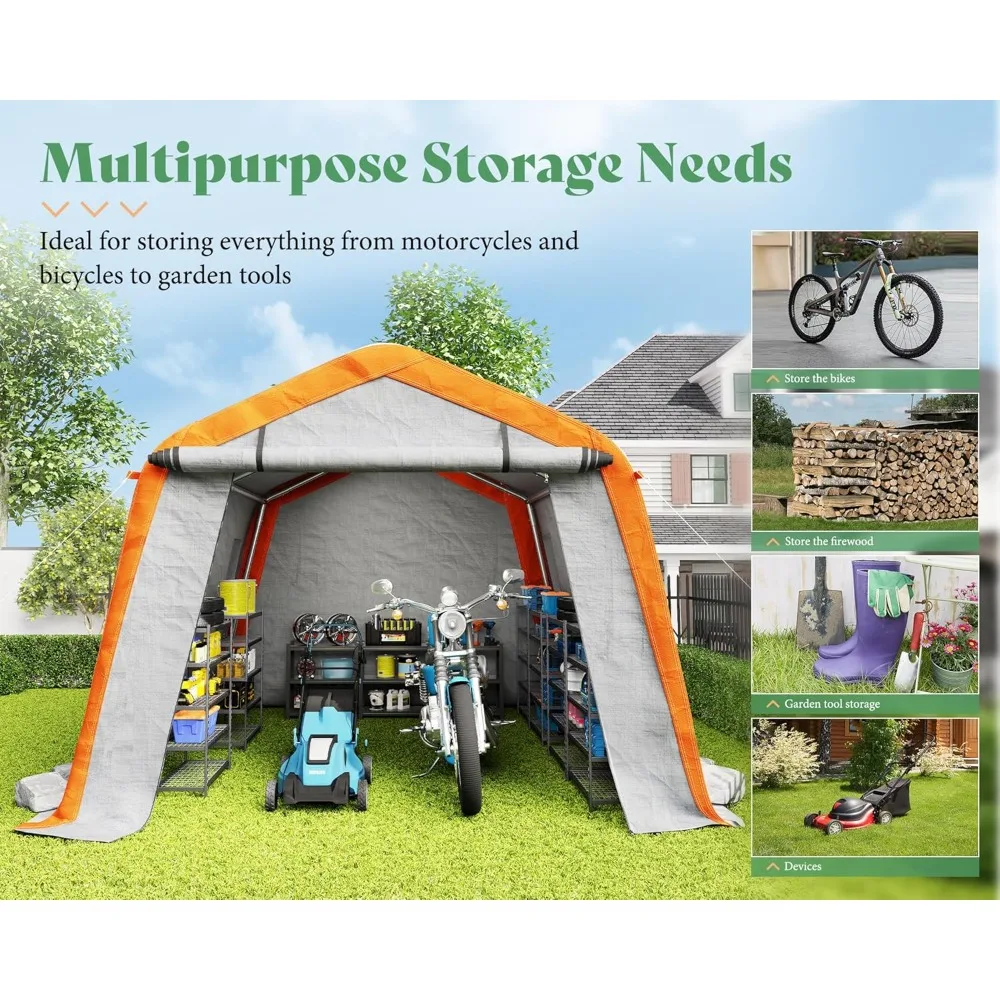 Heavy Duty Portable Shed Storage Shelter, Outdoor Storage Shed with 4 Waterproof Windows & Roll-up Zipper Door