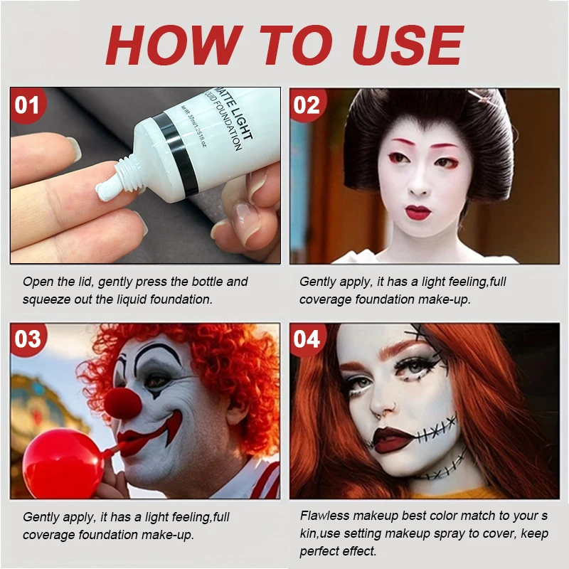 كريم أساس أبيض نقي قابل للمختلط، تونر سائل خلط، كريم أساس سائل أبيض فاتح غير لامع، مزج مكياج نقي لمهرجانات الكوسبلاي