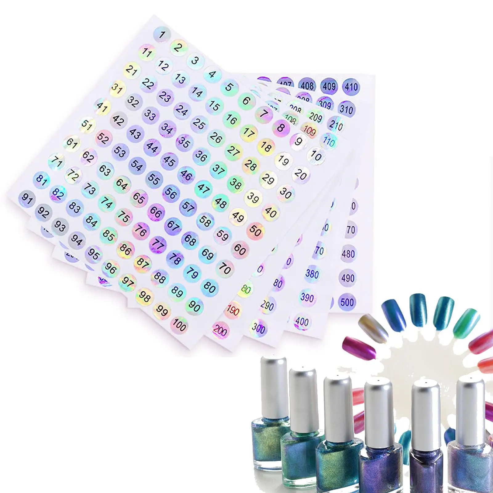 1-500 Laser Number Sticker Label For Nail Polish Color Tips Display Marking Stickers Numbers Guide DIY Manicure Tools A1C6