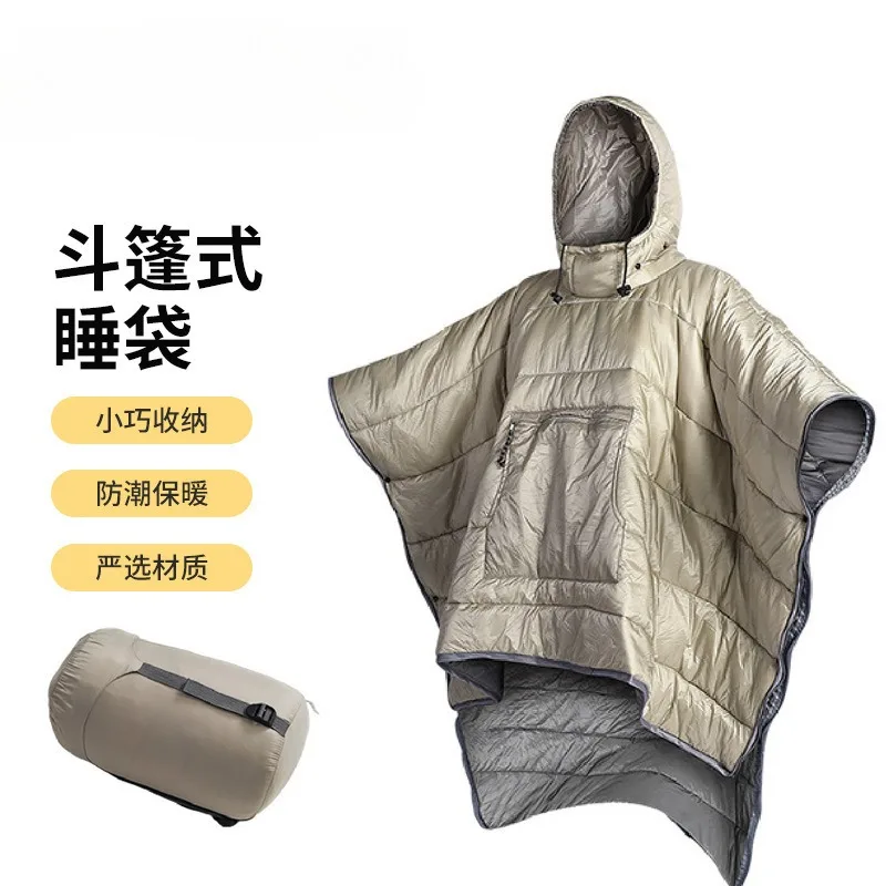 Wearable Cloak Sleeping Bag, Portable Windproof Water Resistant Warm Poncho for Camping Cycling Outdoor Use