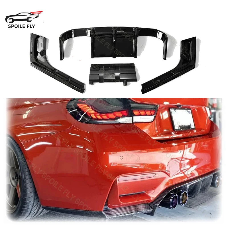 

4PCS 2013 To 2016 For BMW 4 Series F32 F33 Look M4 Style Rear Bumper Lip Spoiler Body Kit Diffuser Spoiler Splitter Cover By ABS