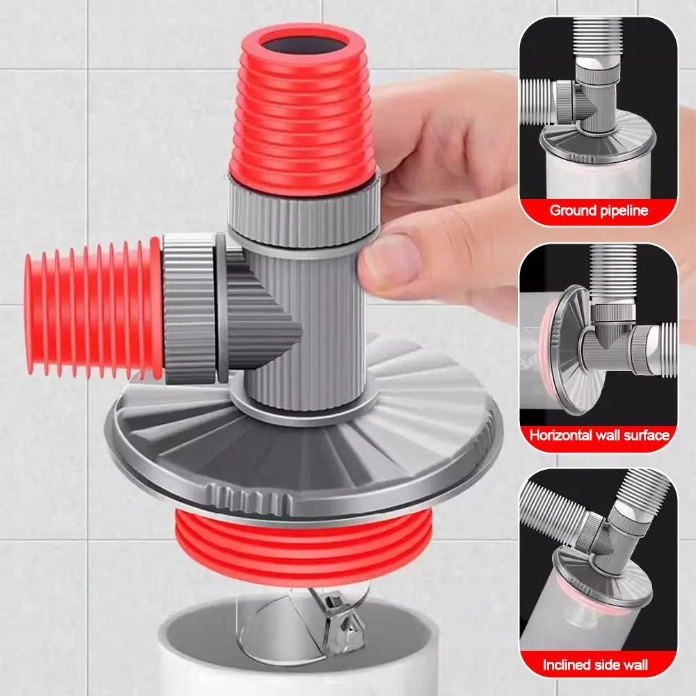 Snap Joint Washing Machine Floor Drain Cover Anti-Overflow Insect Prevention Multifunctional Tee Connector