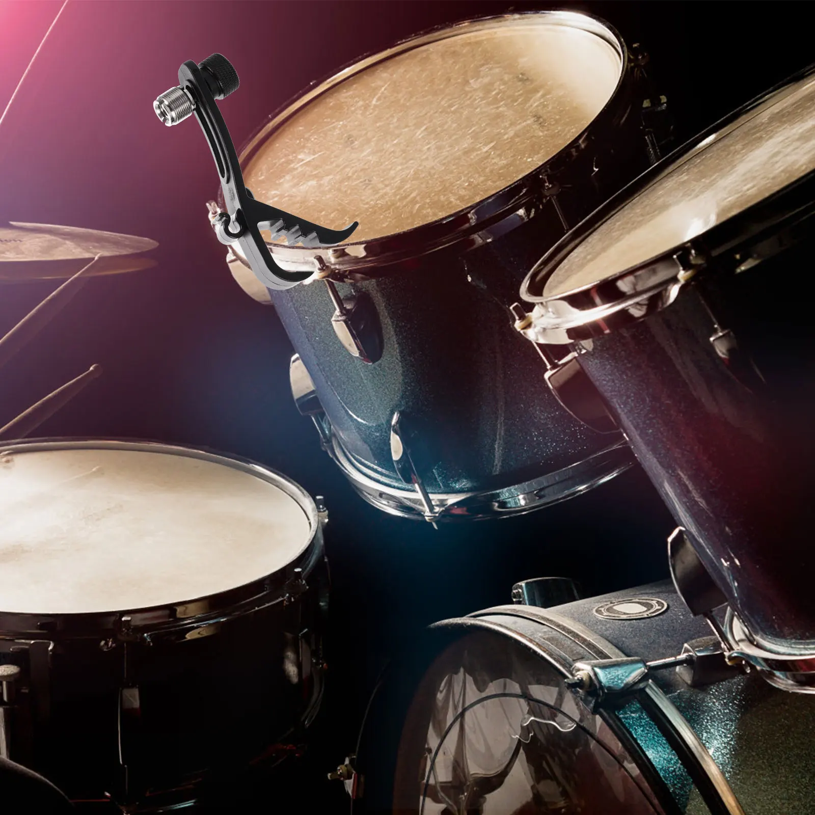 

4Pcs Black Shockproof Microphone Clamp Holder For Drum Set Lightweight Portable Clipping Device