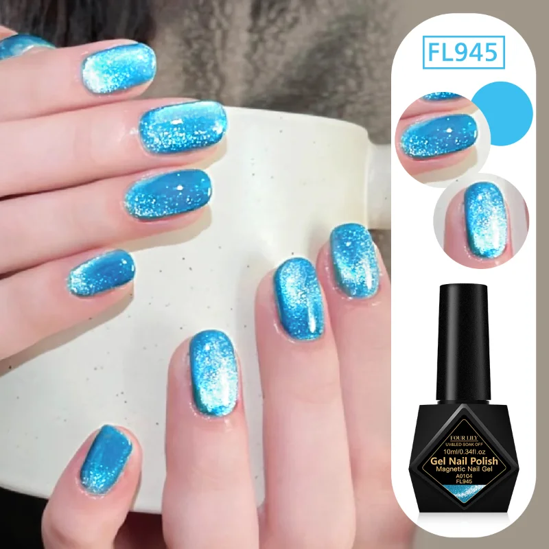 Smalto per unghie gel magnetico gatto blu da 10 ml effetto glitter semi permanente Soak Off smalto gel UV LED per manicure forniture per unghie fai da te