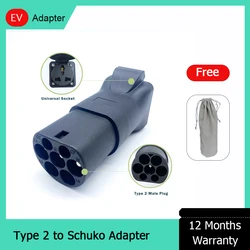 16A IEC 62196 Type 2 Male Plug EV Charger to Schuko Socket EVSE Dicharge Adapter For Power Supply