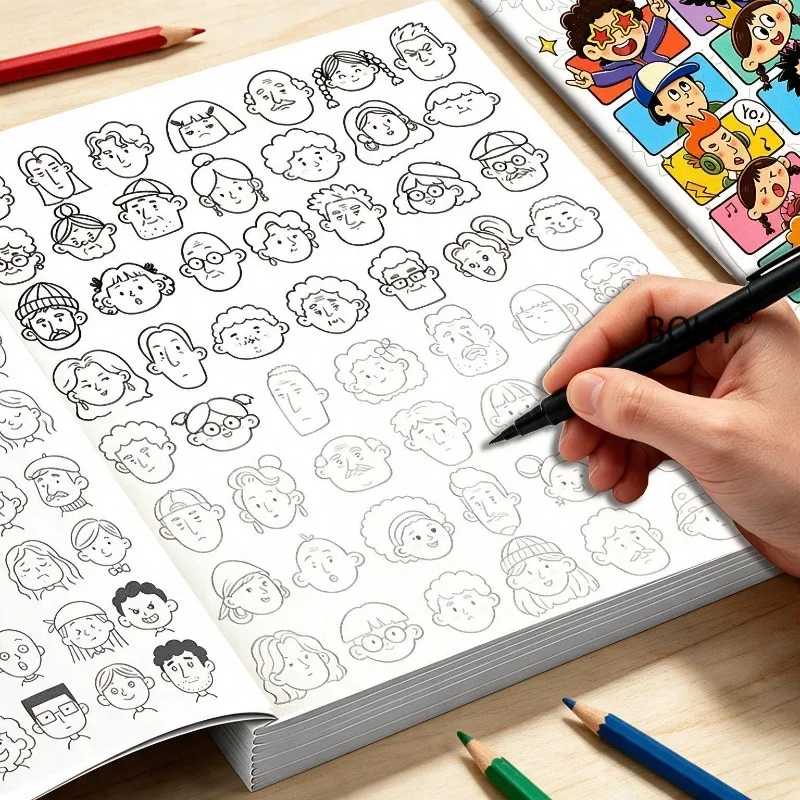 1 Adult Decompression Simple Pen Sketching and Coloring Line Drawing Brochure, 32 Pages, Art Enthusiasts To Draw By Hand