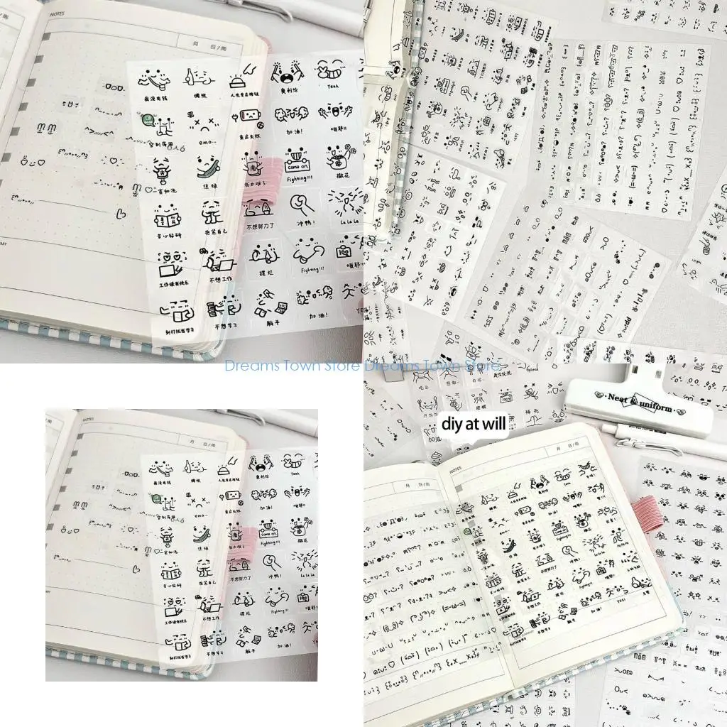 

HX6A 10 Sheets Emoticon Sticker Decorative Sticker Cartoon Sticker Lovely Sticker For Journal Decoration
