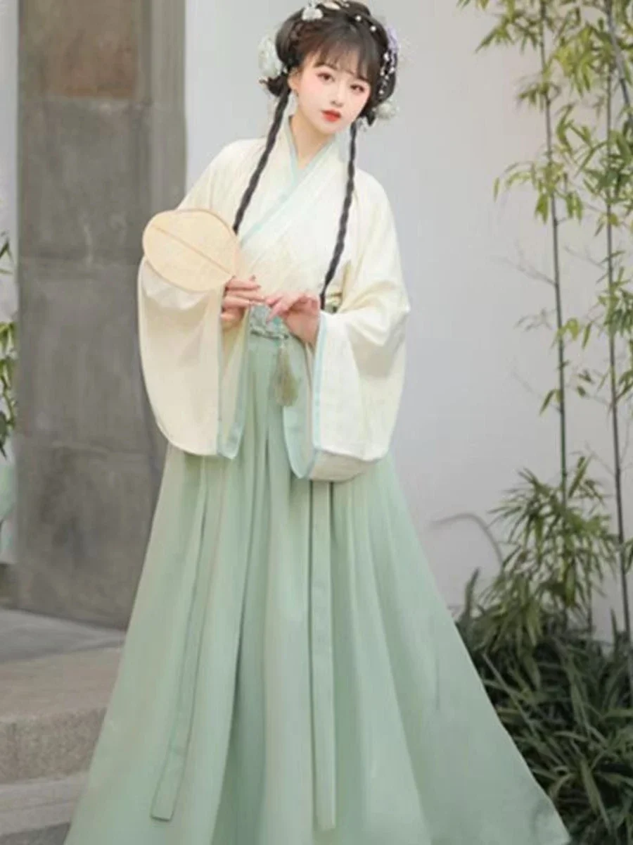 Retro Hanfu Dress Women Chinese Style Floral Print Vintage Set Oriental Camellia Female Cosplay Costume Party Kimono Sakura Girl