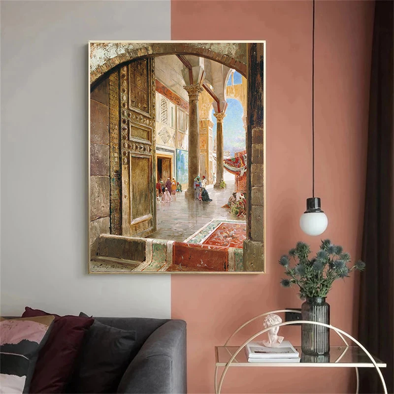 Arab Merchant And Horse Canvas Painting Poster And Prints Famous Artwork Porch Wall Art Pictures For Living Room Home Deor