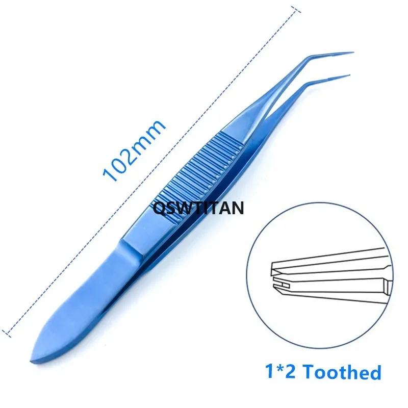 QSWTITAN Pinze dentate oftalmiche Pinzette Pinze in titanio 102mm Strumento chirurgico oftalmico Strumenti per palpebre