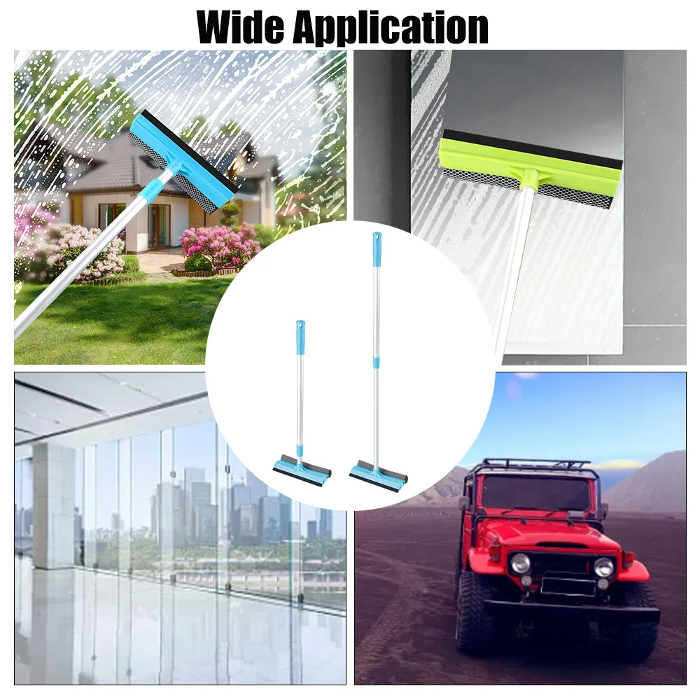 2 In 1 Car Windshield Wiper Foam Washer Brush Mop Window Glass Scraper Cleaner Household Cleaning Squeegee Sponge Telescopic Rod