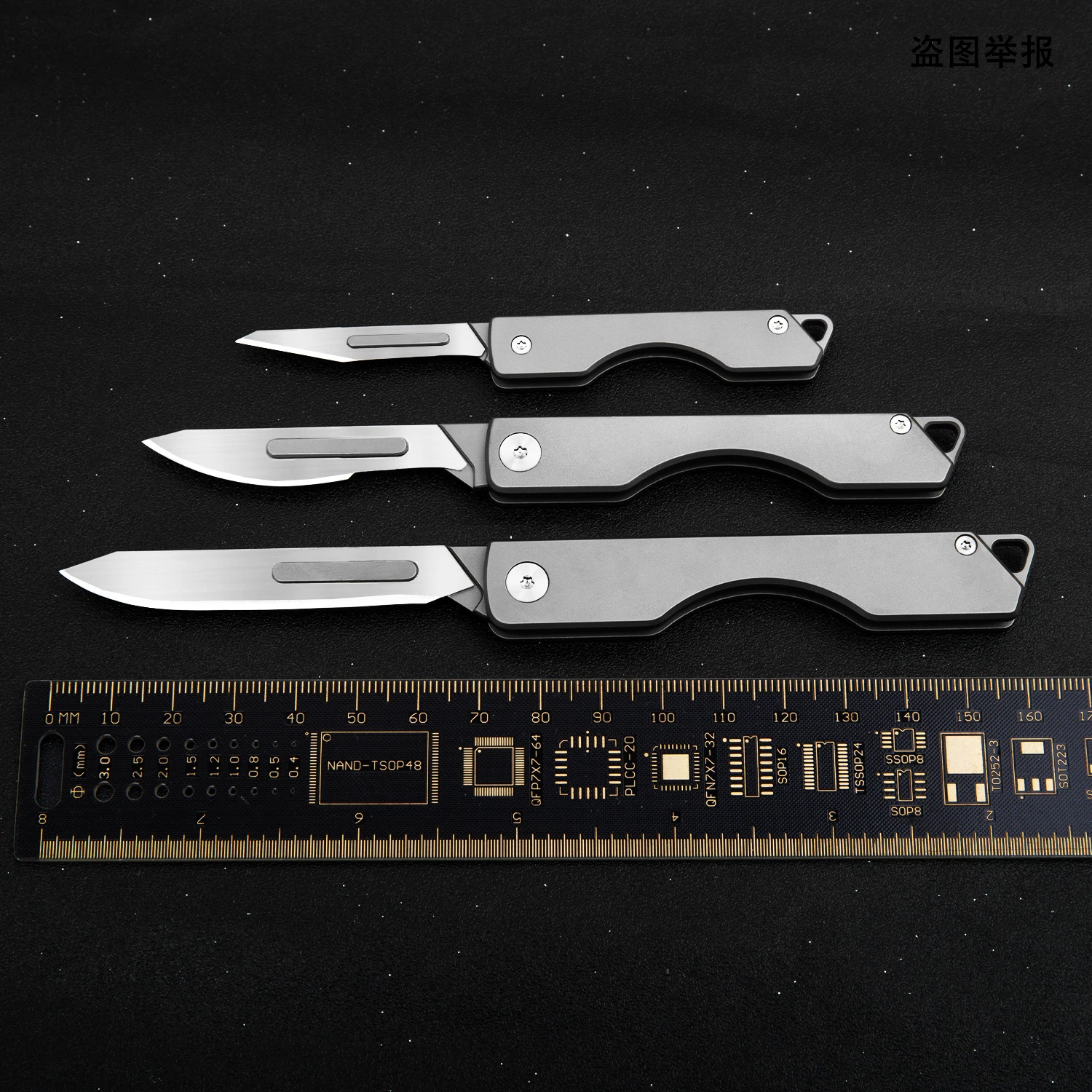 Imagem -04 - Titanium Alloy Folding Knife Bisturi Portátil Auto-defesa Pocket Knife Outdoor Edc Ferramenta de Corte Presente Novo No.60 Lâminas 10 Pcs