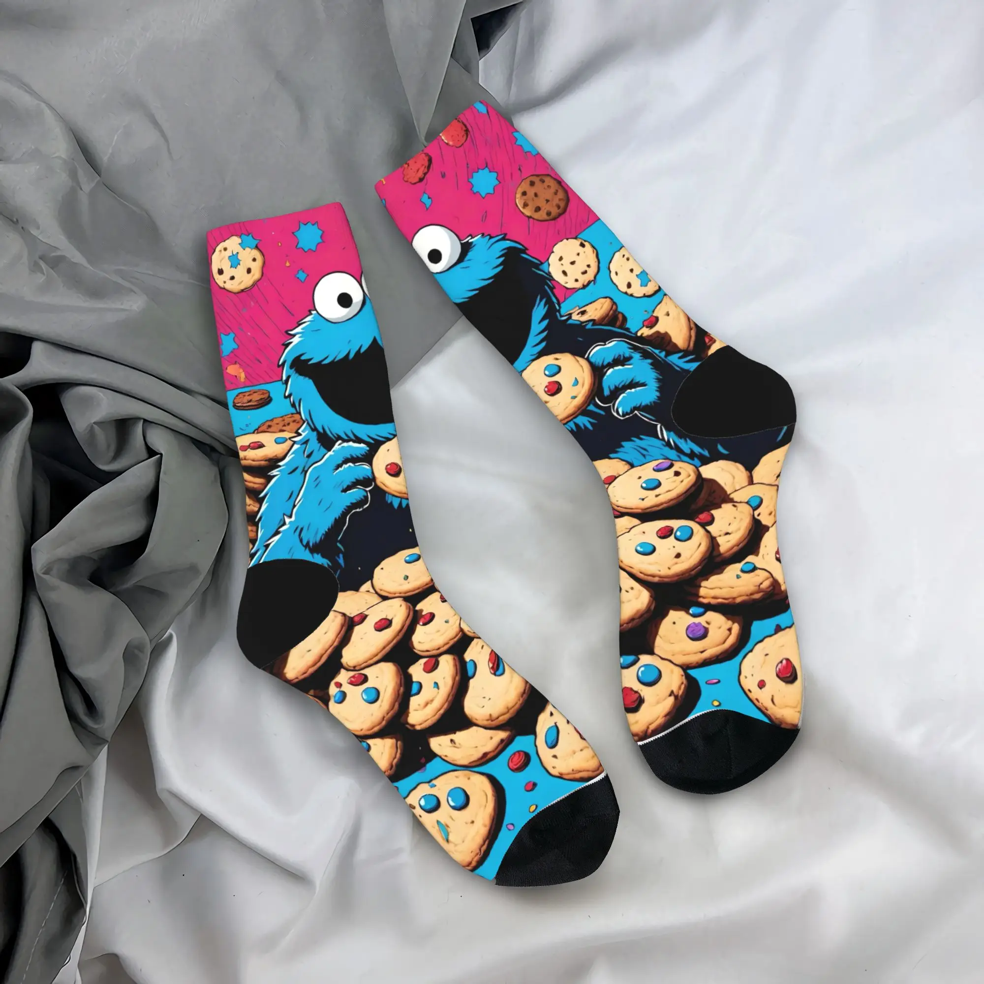 Cookies Monsters Stockings Men's  Socks Breathable Funny Socks Autumn Climbing Anti Slip Graphic Socks Birthday Gift