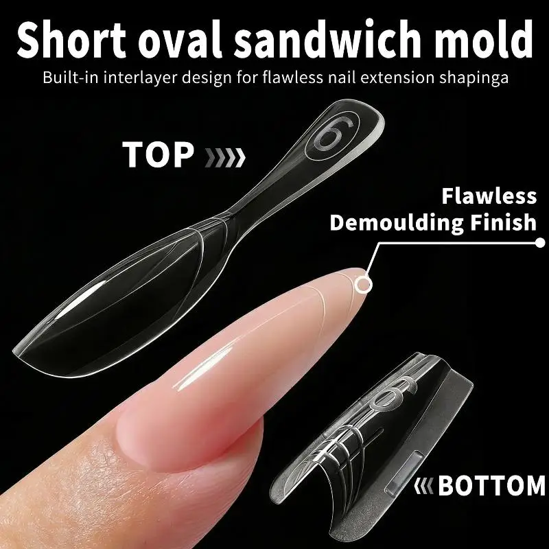 Oval Clear 3D Layered Nail Dual Forms 240Pcs 15 Sizes French Style for DIY Manicure Art Professional Studio Use
