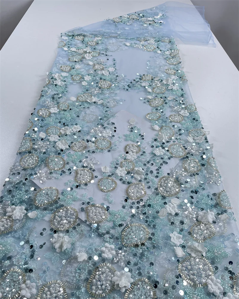 

Роскошная кружевная ткань, высококачественная тяжелая французская африканская кружевная ткань с бусинами, нигерийское кружево с блестками для жениха, свадебные платья, 5 лет