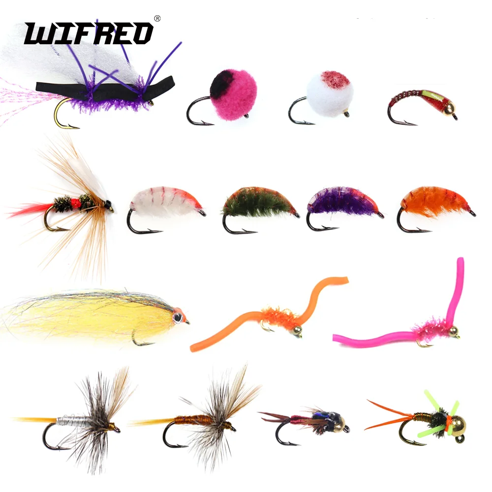 Wifreo 10pcs/box Fly Fishing Flies Kit Adams Dry Fly Jig Lure Minnow Fly Chubby Chernobyl Trout Bass Perch Fishing Lure Baits