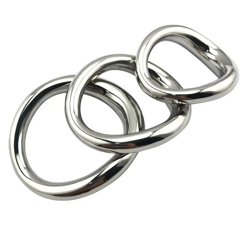 Stainless Steel Curved Locking Ring Heavy Duty Penis Bondage Cock Ring Metal Scrotum Stretcher Male Delayed Ejaculation Sex Toys