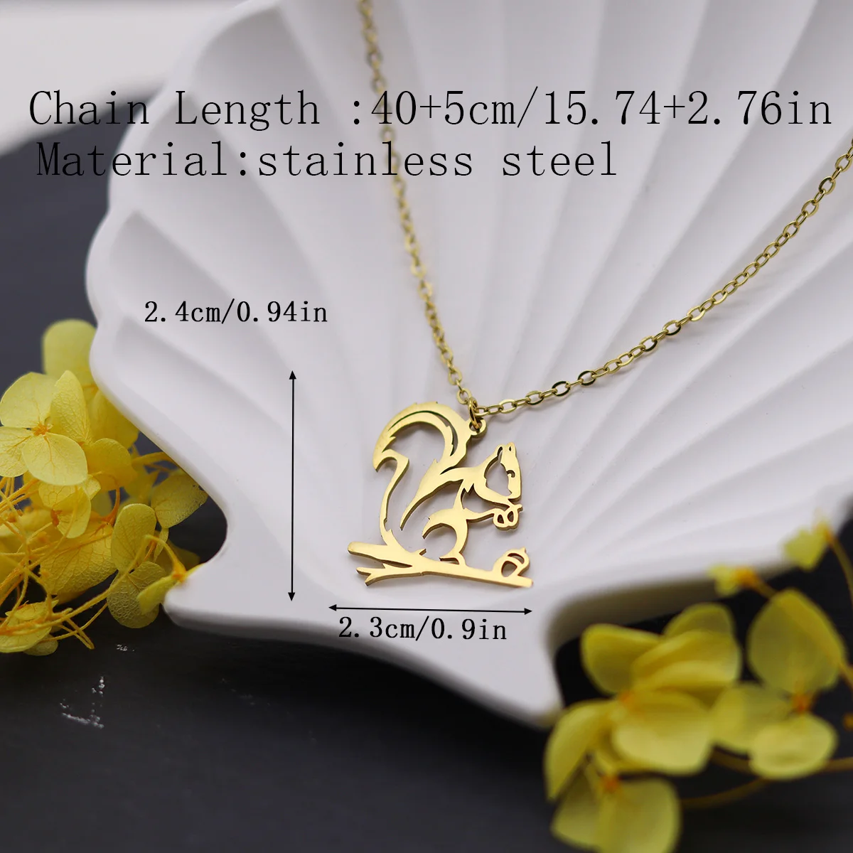 Kinitial Stainless Steel Animal Necklace Pendant Jewelry Squirrel Necklace Pendant Trend Girls Clavicle Chain Everyday Necklae