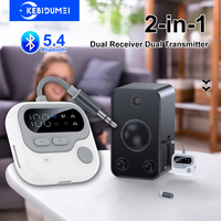 Bluetooth 5.4 Dual Receiver Dual Transmitter 2-in-1 Audio Adapter 3.5mm AUX TF Card Play HIFI Wireless Adapter with Microphone