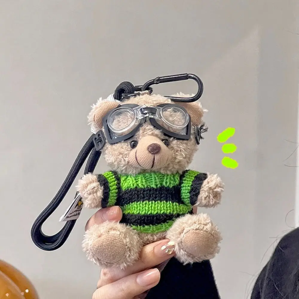 Kawaii Key Chain Pilot Bear Keychain Stuffed Animal Bag Pendant Key Ring Decoration Cartoon Gift Jewelry