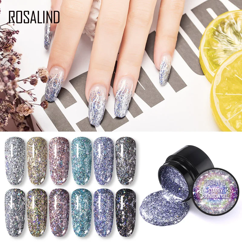 

ROSALIND Gel Nail Polish Hybrid Varnishes 5ml Star Colored Series Nail Paint Semi Permanent For Manicure Nail Art