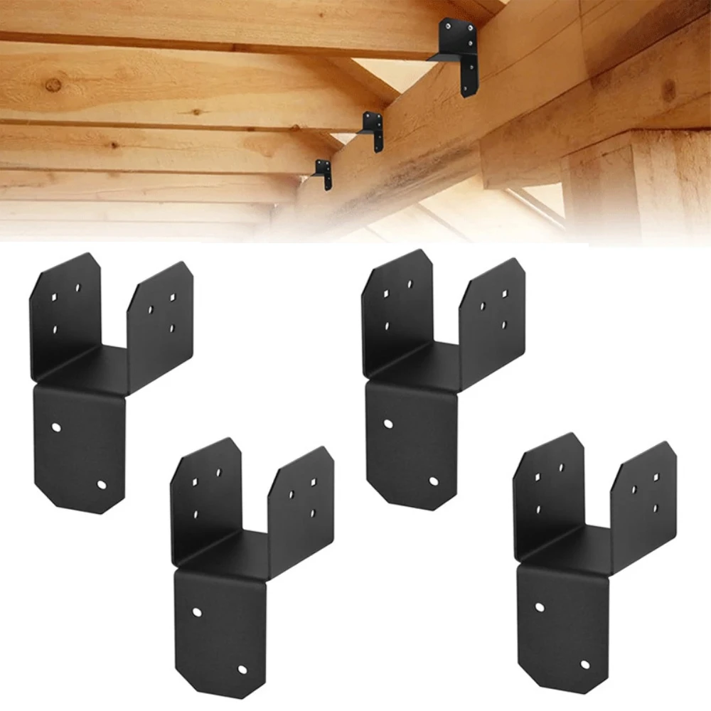 Home Renovation Steel Brackets Joist Anchor Connector Brackets Secure Support Stability Enhancement Black Finish