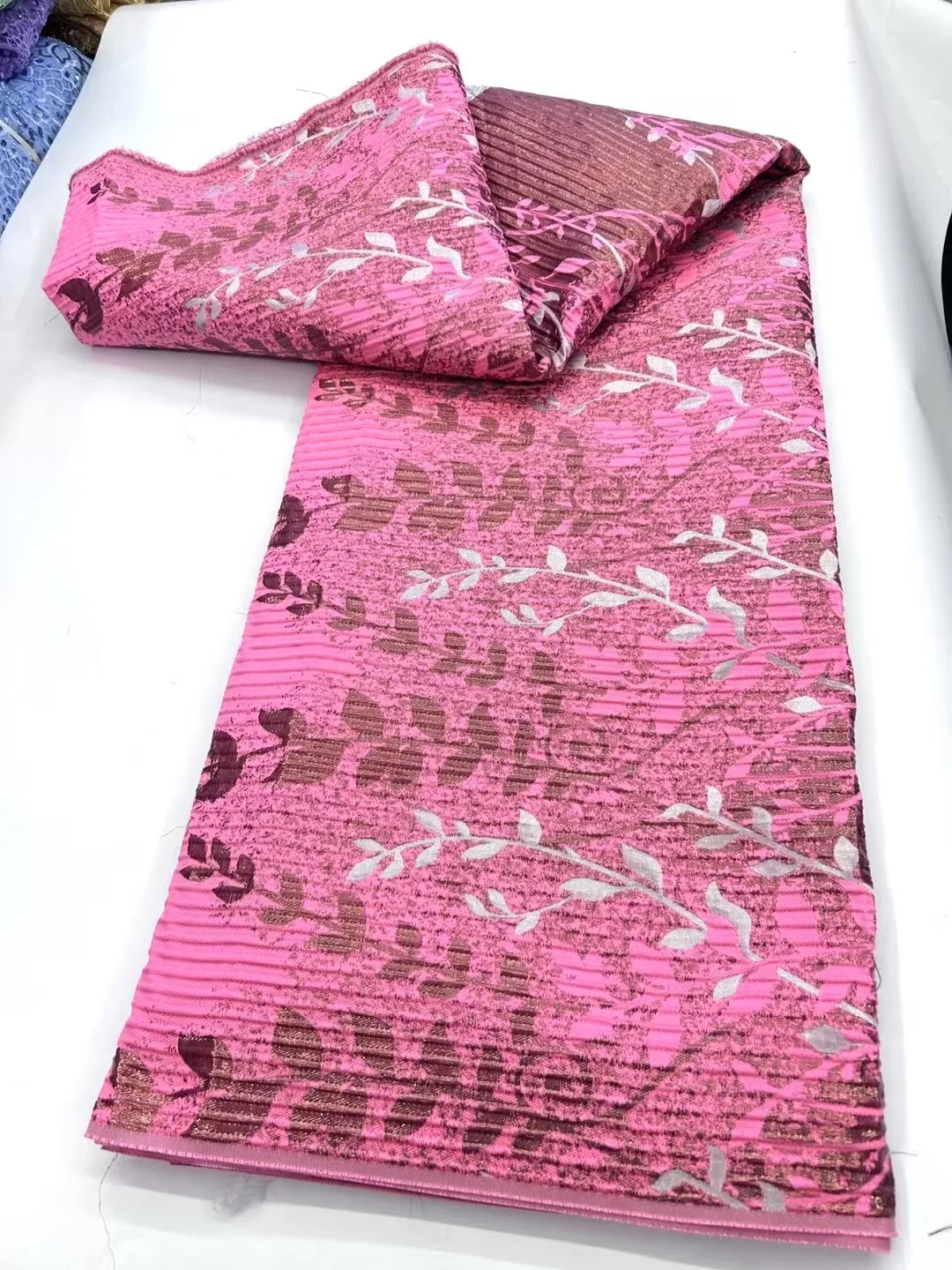 

2025 High Quality African Nigerian Tulle Lace Fabric Organza Guipure Brocade Jacquard French Lace for Wedding Party Dress HD6310