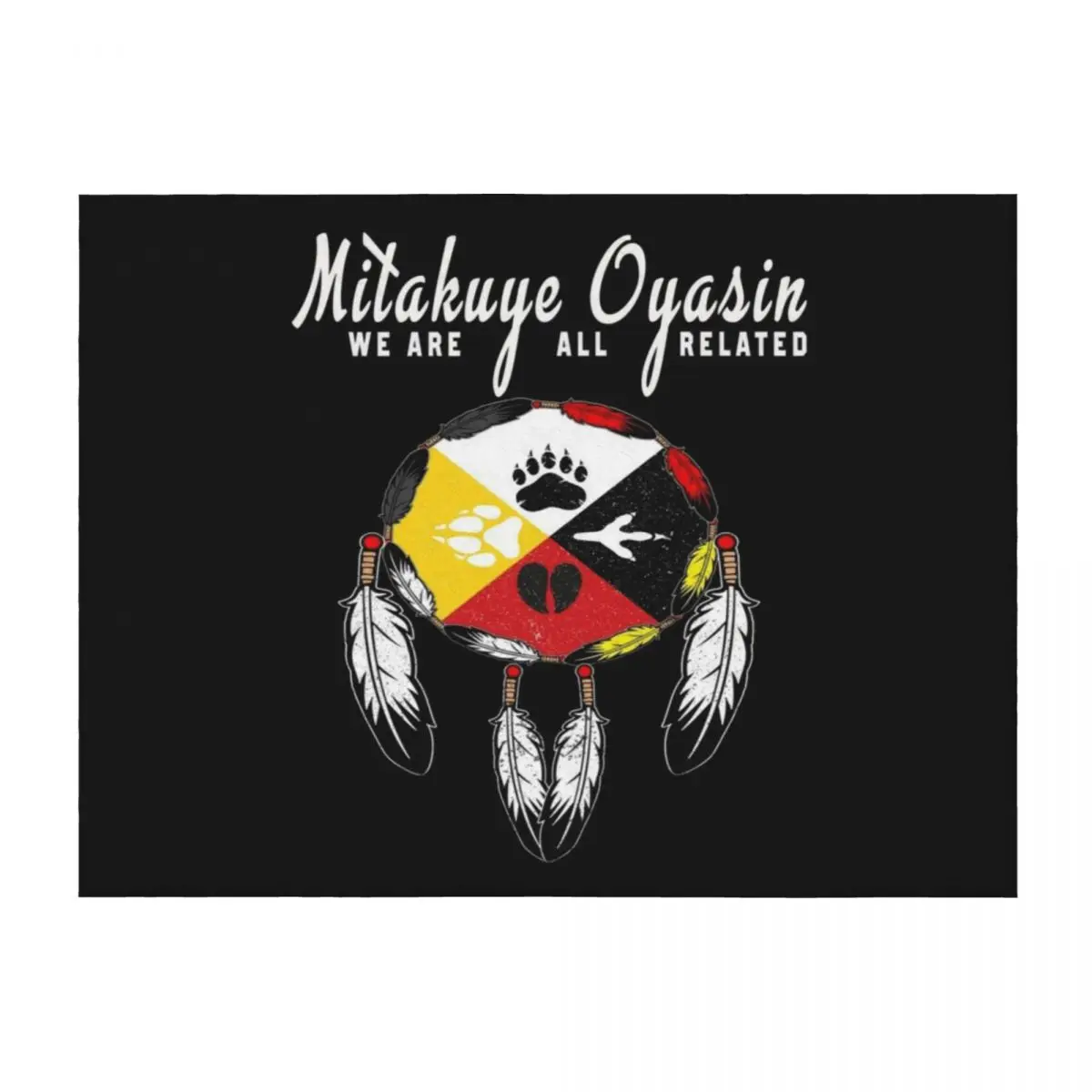 

Native American Medicine Wheel - Spirit Animal Paws mitakuye oyasin Throw Blanket blankets and throws anime Stuffeds Blankets