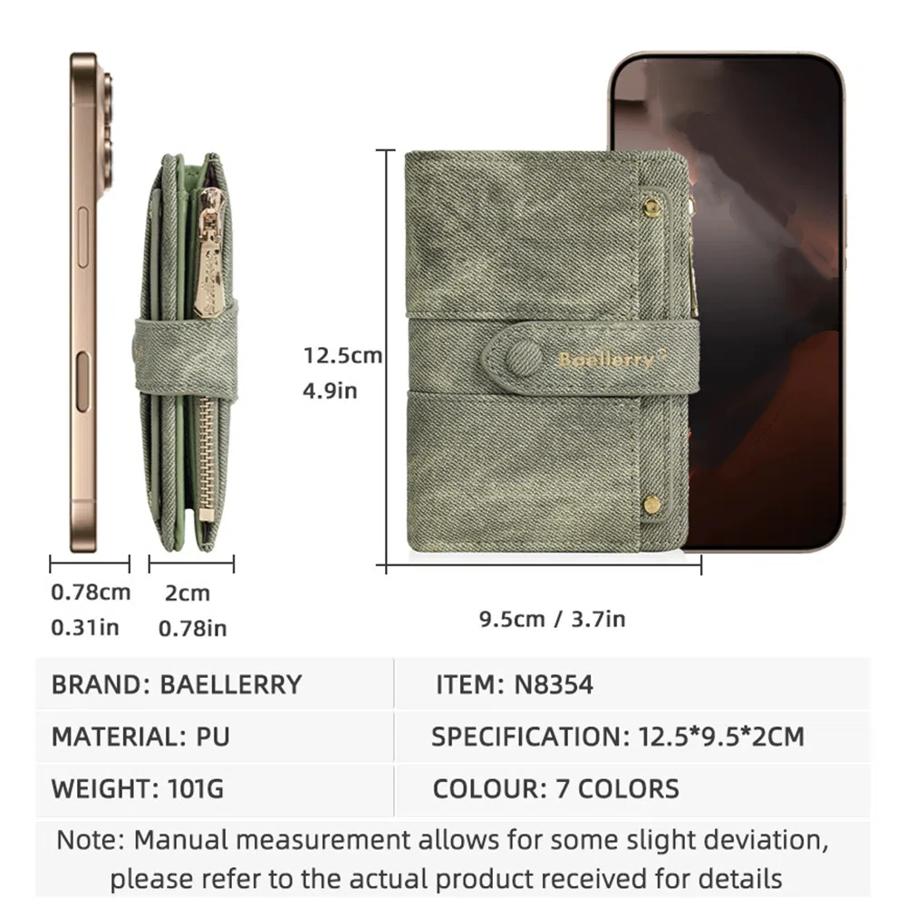 Ins Elegant Women Short Wallet Pu Leather Zipper Closure Brand Female Purses Simple Compact Business Card Holder Evening Out