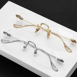 Gafas de lectura sin montura para hombre y mujer, lentes de lujo para presbicia, bloqueo de luz azul, sin marco, dioptrías de 0 a + 4,0