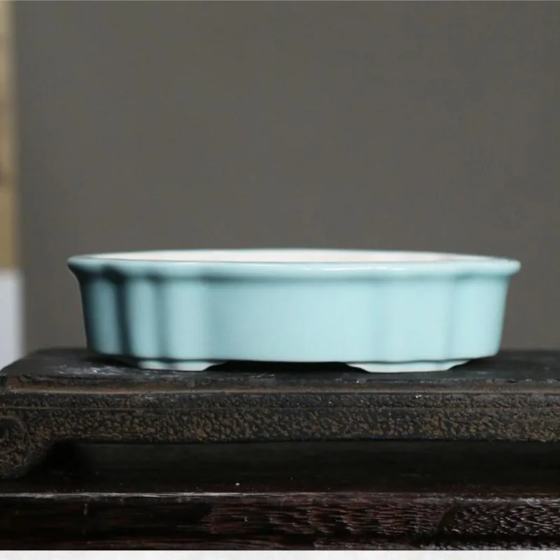 

Yixing Purple Clay Ceramic Bonsai Pot Chinese Style Round Hand Glazed Cracked Flower Pot Succulent Decorative Flower Pot LE147