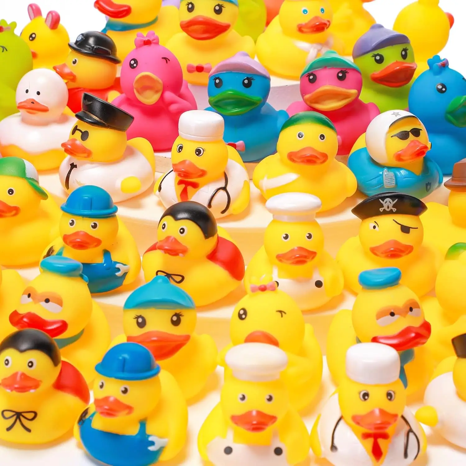 50Pcs Assortment Rubber Duck Assorted Mini Rubber Duck Squeak Float Bathtub Toy for kid Birthday Gift,BathTime,Summer Beach Pool