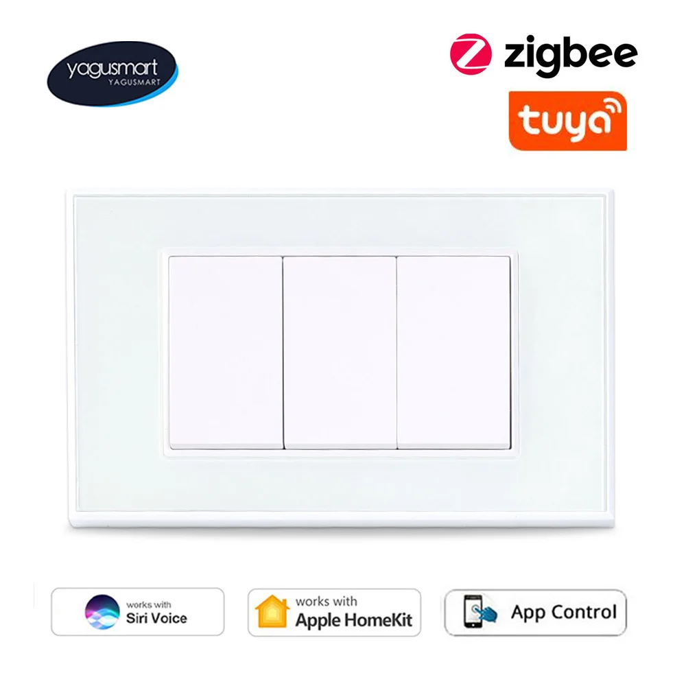 

Yagusmart Tuya Zigbee Smart Switch Push Button Interrupter Homekit Alexa Google Home Voice Control Zemismart Zigbee 3Gang Switch