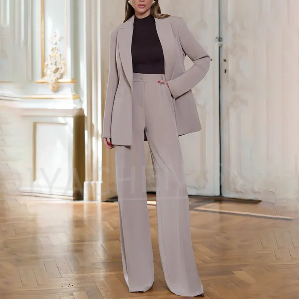 

Высококачественный женский костюм на одной пуговице, свободные наряды оверсайз, комплект из двух предметов, офисные женские повседневные облегающие элегантные модные костюмы