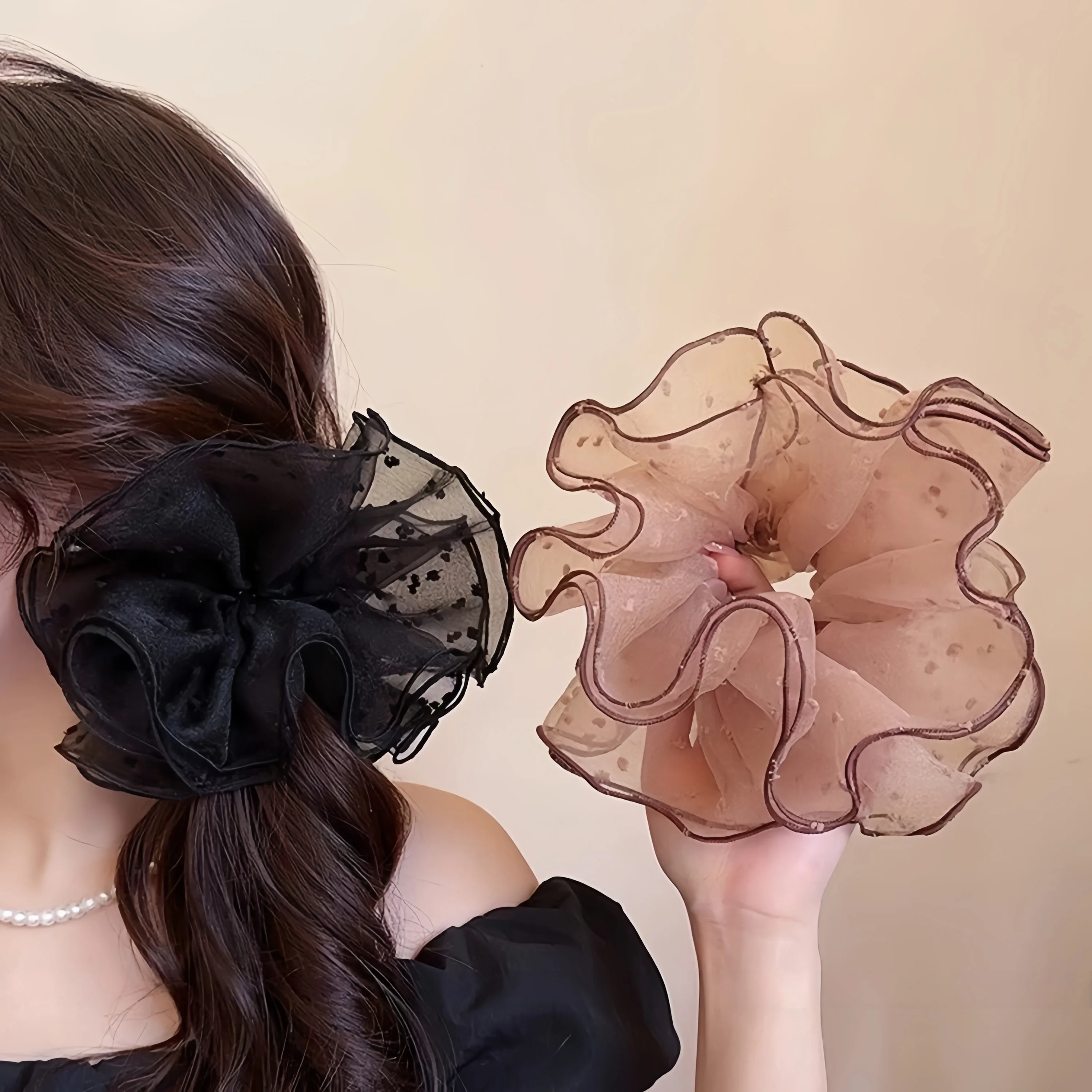 Polka Dots Hair Ties for Women Fashion Large Ponytail Scrunchies Scrunchies for Women, Elastic Hair Ties for Ponytails