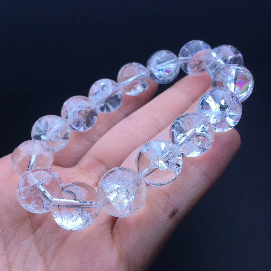 

16MM Natural Clear Quartz Bracelet Charms Handmade Fortune Energy Bangle Mineral Woman Amulet Jewelry Gift 1PCS