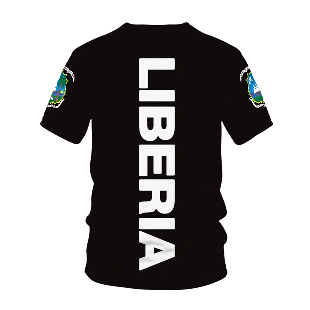 Liberia Flag Same Pattern T-shirt Men's Hot New Summer Women's Short-sleeved T-shirt Top Shirt Children's 3D