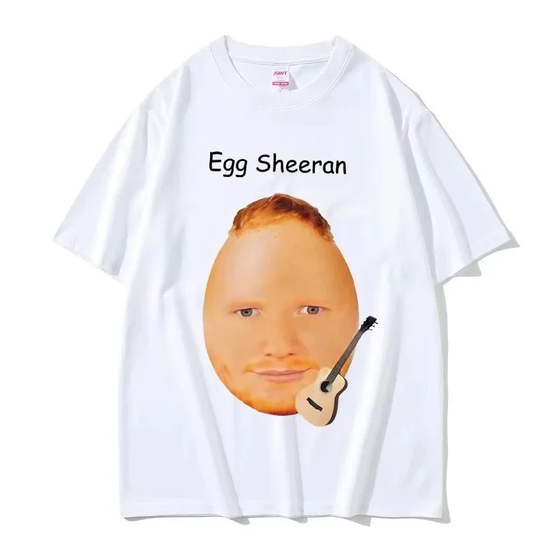 Funny Egg Ed Sheeran Spoof Pure Cotton Cartoon Printed T-shirt Summer New Trend Men's and Women's Clothing New Casual T-shirt