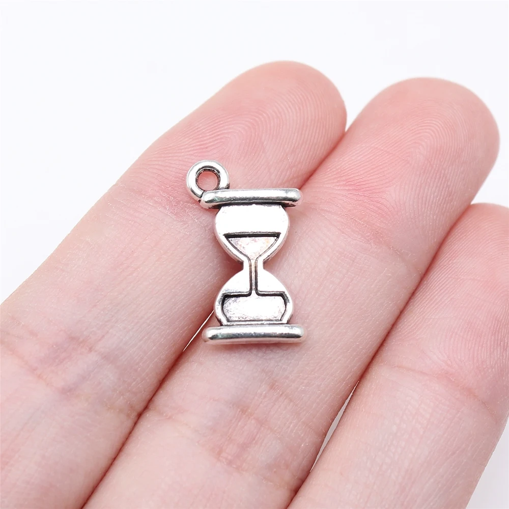 WYSIWYG 20pcs 18x11mm Antique Silver Color Hourglass Charms For Jewelry Making