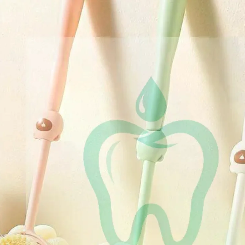 2 In 1 Long Handle Bath Brush With Soft Bristles And Loofah Puff For Home Shower Back Scrubbing Body Cleaning