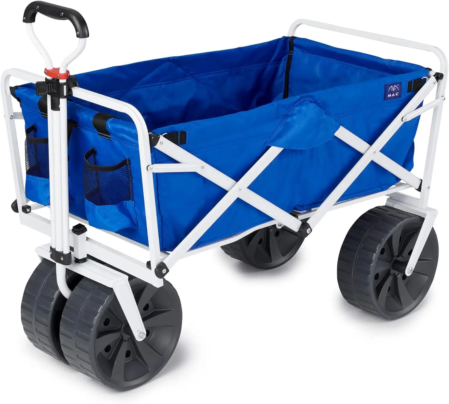 Heavy Duty Collapsible Folding All Terrain Utility Beach Wagon Cart, Blue/White