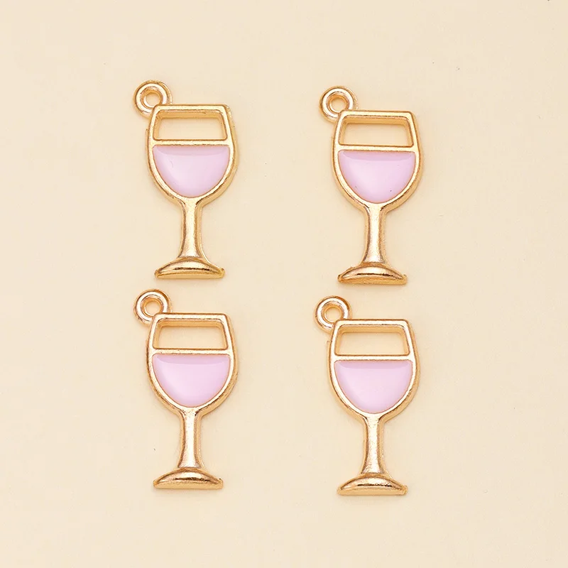 10Pcs 5Colors Lovely Enamel Wine Glass Charms Pendants for DIY Earrings Necklaces Fashion Jewelry Making Accessories Wholesale