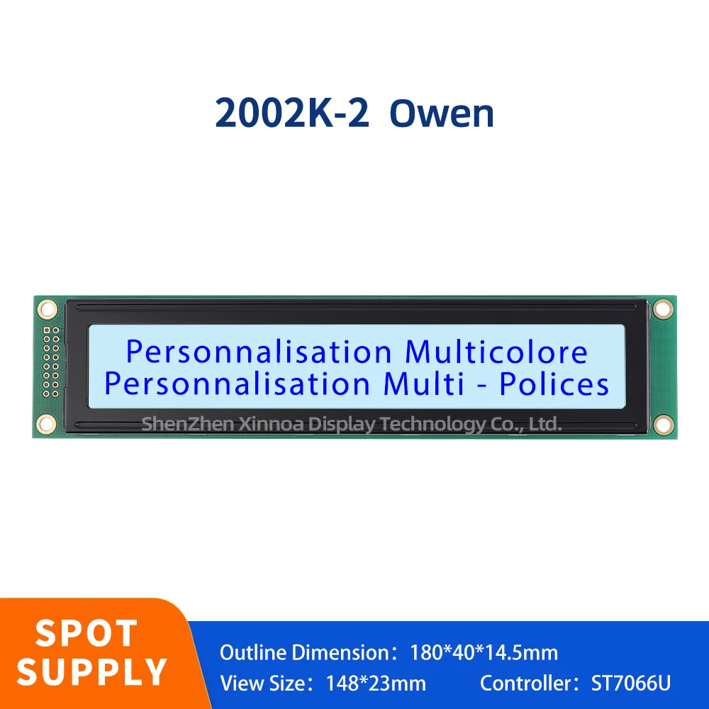 Font Screen Character LCD Display 202 20 * 2 20X2 2002 180*40MM Gray Film Blue Letters European 2002K-2 LCD Display Module