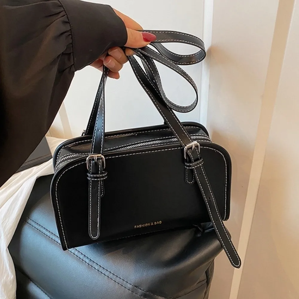 

Повседневная сумка-бостон в корейском стиле, простая наплечная сумка, вместительная винтажная сумка из искусственной кожи, унисекс