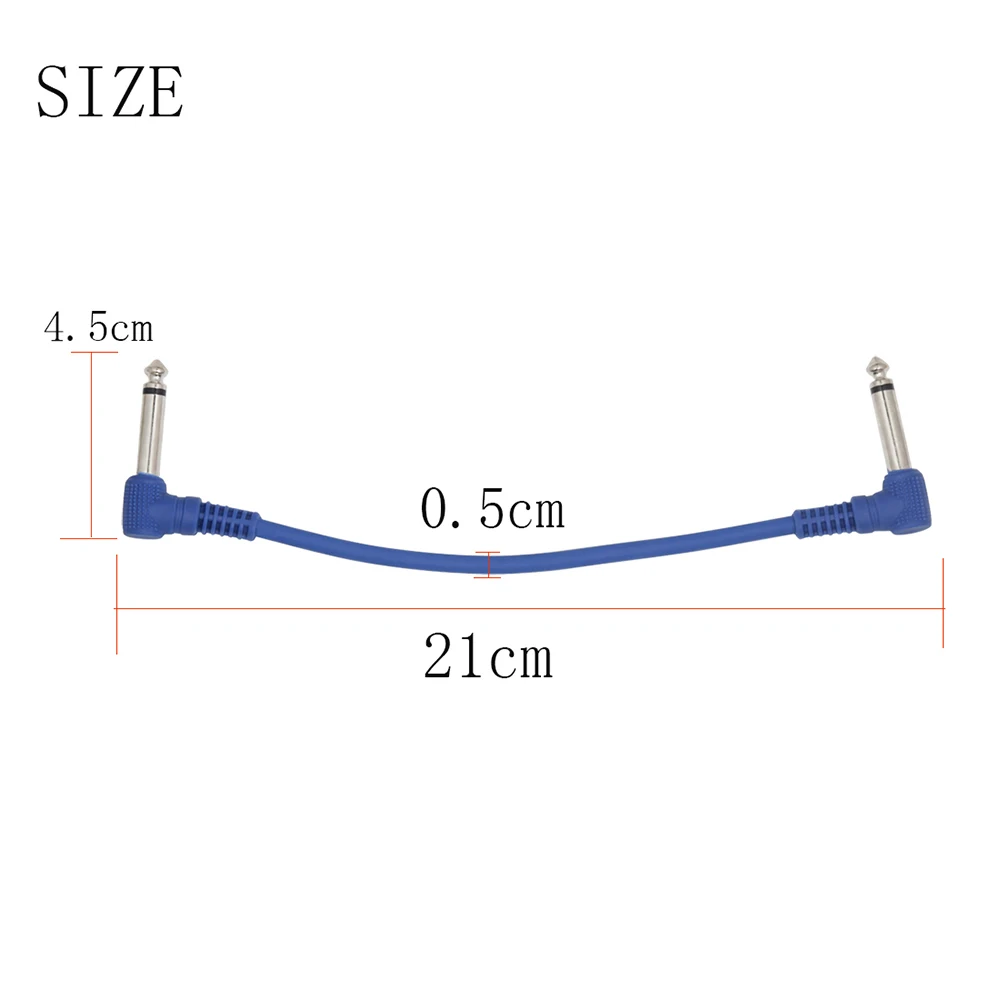 6Pcs Guitar Patch Cable 6.35mm Angle Plug No Noise Shielded Cable For Guitar Effect Pedals Musical Instrument Parts Accessories