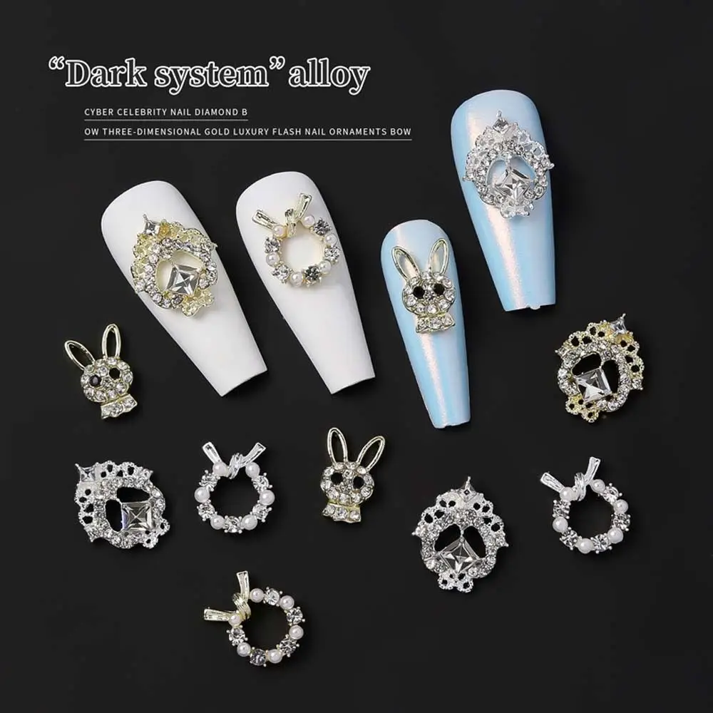 Nagel Ornament Legierung Maniküre Zubehör Aurora 3D Nail art Bohrer Herz Nagel Strass Nagel Schmuck Kaninchen Nagel Dekorationen