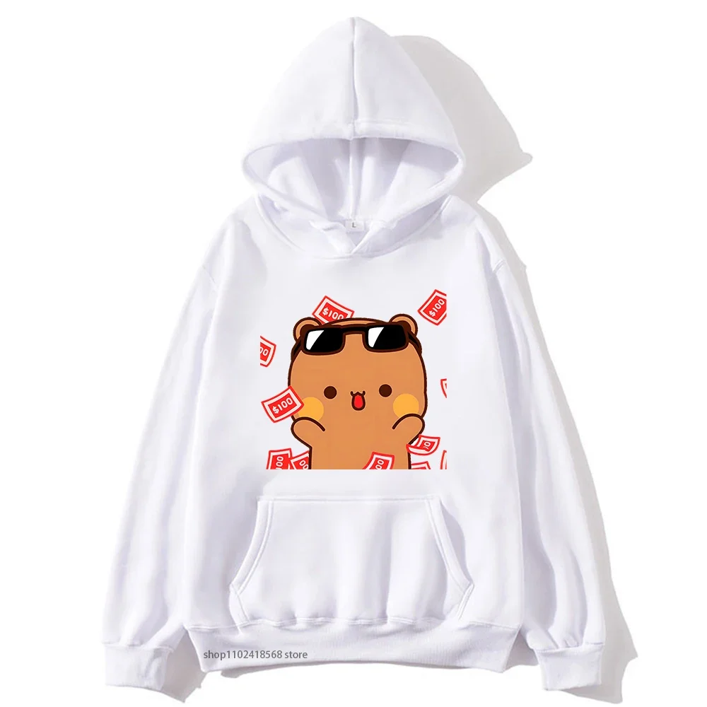 Cute Bubu and Dudu Is So Rich Millionaire Hoodies for Men Women Sweatshirt Couple Clothes Autumn Winter Tops Panda Bear Casual