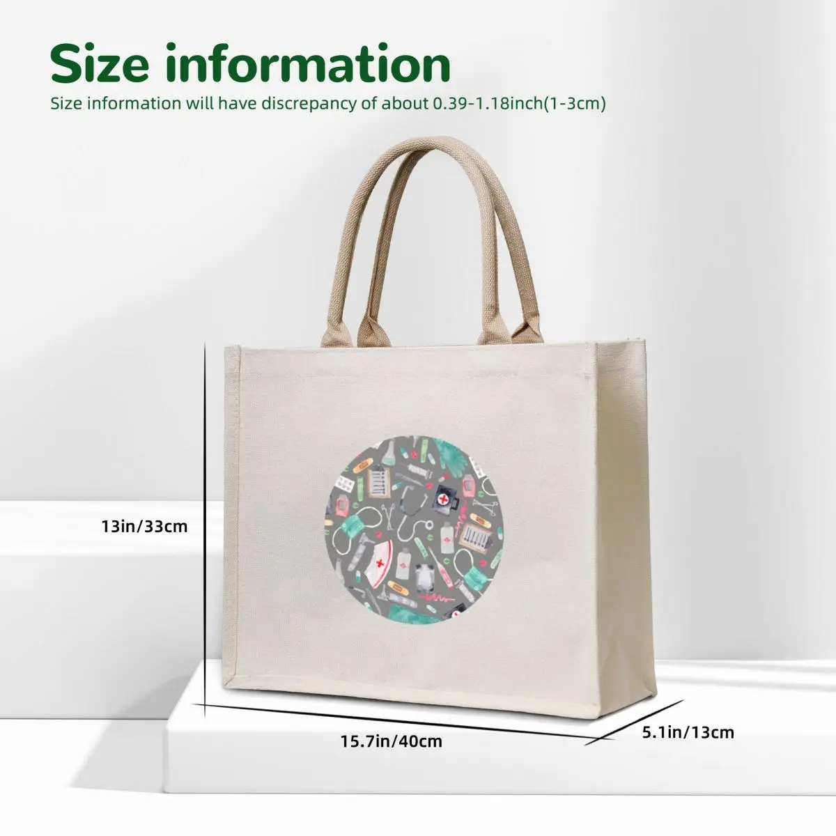 Medical Pattern Doctor Nurse Watercolor Grey Texture Tote Bag cute pouch bag large tote bag reusable shopping shopper bags